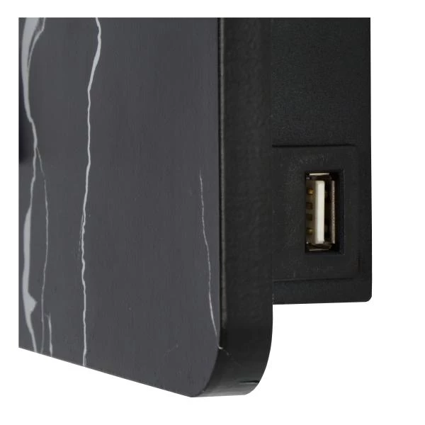 Lucide OREGON - Bedlamp - LED - 1x4W 3000K - Met USB oplaadpunt - Zwart - detail 4